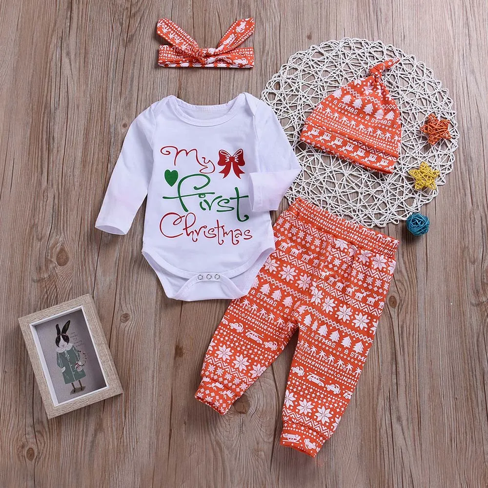 4PCS Christmas Toddler Baby Boys Girls Casual Letter Print Romper+Pants+Hat+Headbands Set Outfit
4PCS Christmas Toddler Baby Boys Girls Casual Letter Print Romper+Pants+Hat+Headbands Set Outfit