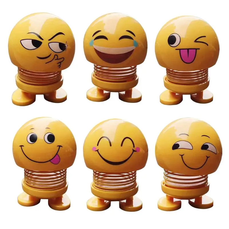 

Car Ornaments Emoji Shaker Smile Shaking Head Doll Toy Cute Auto Interior Car Decoration Accessories #620