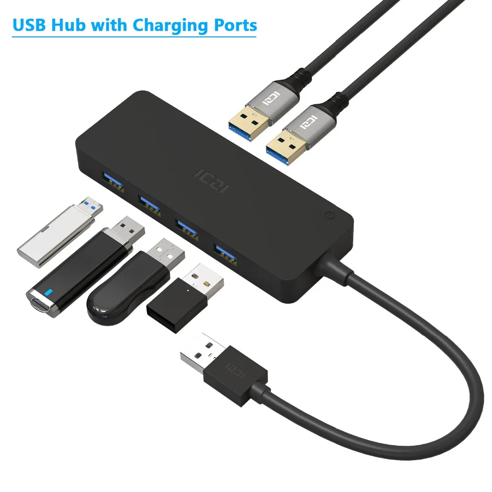 ICZI 6 Ports USB Hub Ultrathin 4 USB 3.0 Ports with 2*Quick Charging Port Hub Adapter for Surface Pro laptop converter
ICZI 6 Ports USB Hub Ultrathin 4 USB 3.0 Ports with 2*Quick Charging Port Hub Adapter for Surface Pro laptop converter
