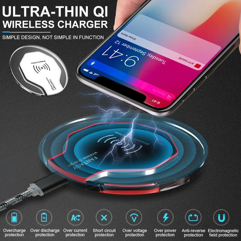 Qi Wireless Charger for iPhone X Xs MAX XR 8 plus Fast Charging for Samsung S8 S9 Plus Note 9 8 USB Phone Charger Pad for xiaomi
Qi Wireless Charger for iPhone X Xs MAX XR 8 plus Fast Charging for Samsung S8 S9 Plus Note 9 8 USB Phone Charger Pad for xiaomi