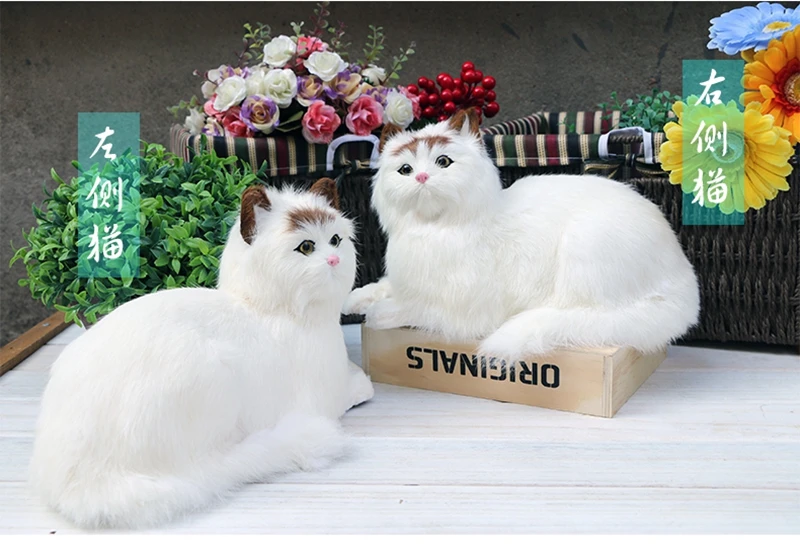 Dorimytrader lifelike animal lying cat plush toy soft simulation cats pet doll decoration for car kids gift 18X31cm DY80028 (8)
