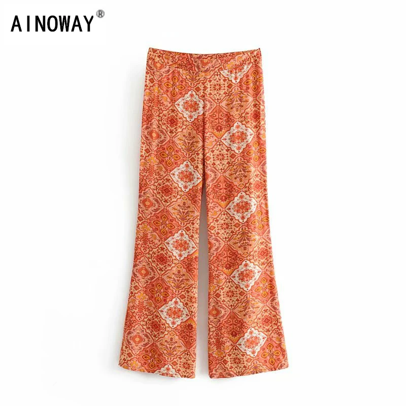 Vintage chic women floral print bohemian flare pants ladies casual slim fit rayon cotton Boho long pants oversize
Vintage chic women floral print bohemian flare pants ladies casual slim fit rayon cotton Boho long pants oversize