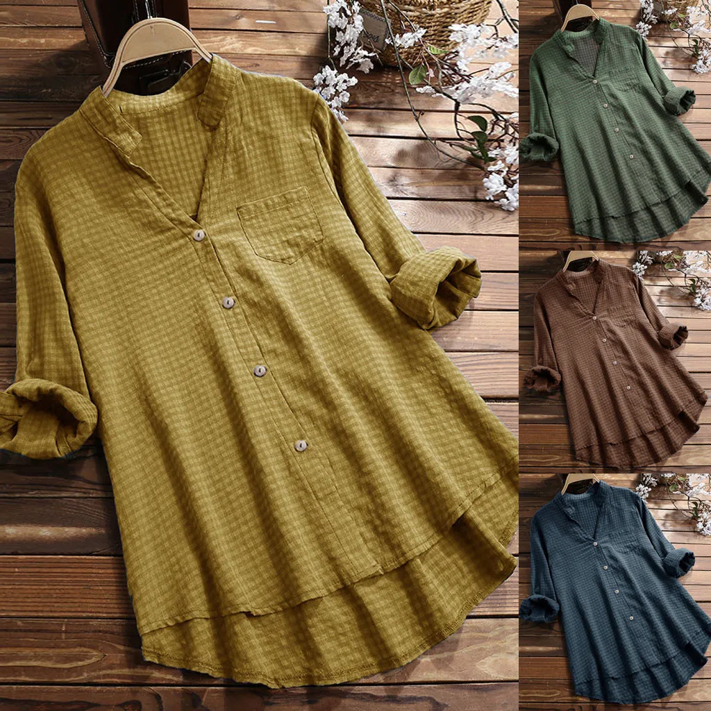 Top 2019 Elegant Lapel Work Office Autumn Shirt Women Casual V Neck Long Sleeve Check Plaid Cotton Linen Long Blouse Tops
Top 2019 Elegant Lapel Work Office Autumn Shirt Women Casual V Neck Long Sleeve Check Plaid Cotton Linen Long Blouse Tops