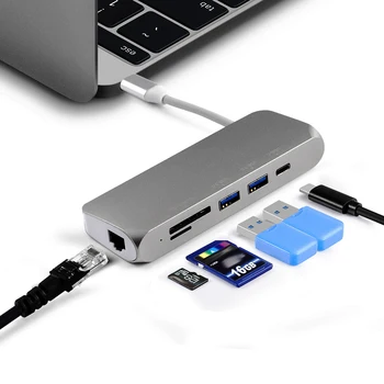 New Arrival 7 in 1 USB 3.0 Type-C To HUB 3.0 USB RJ45 SD/TF Card Reader Power Delivery Video HD Replacement for MacBook Pro
New Arrival 7 in 1 USB 3.0 Type-C To HUB 3.0 USB RJ45 SD/TF Card Reader Power Delivery Video HD Replacement for MacBook Pro