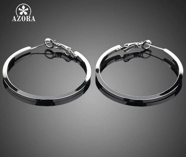 Классические серьги кольца AZORA TE0023 белого и золотого цвета|hoop earrings|earrings hoop