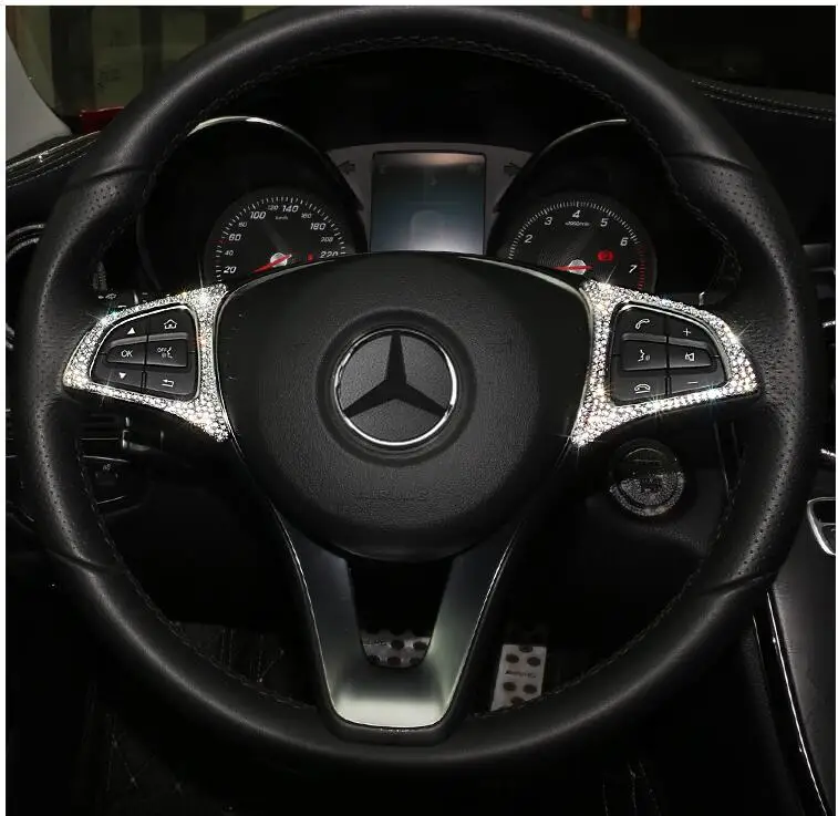 Steering Wheel Button Silver Trim For Mercedes Benz GLE GLS A B GLA CLS Class B//