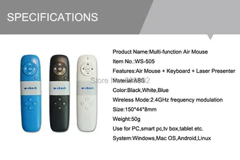 Newest 2.4GHz Wireless Remote Control Flying Air Mouse Keyboard and Laser Pointer for PC Laptop TV Box
Newest 2.4GHz Wireless Remote Control Flying Air Mouse Keyboard and Laser Pointer for PC Laptop TV Box