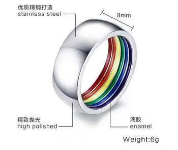 20pcs/lot MIXORDER 7-12# Fashion Inside Rainbow Ring Classic 8mm Stainless Steel Ring Male Ring Gay Pride Jewelry Wholesale
20pcs/lot MIXORDER 7-12# Fashion Inside Rainbow Ring Classic 8mm Stainless Steel Ring Male Ring Gay Pride Jewelry Wholesale