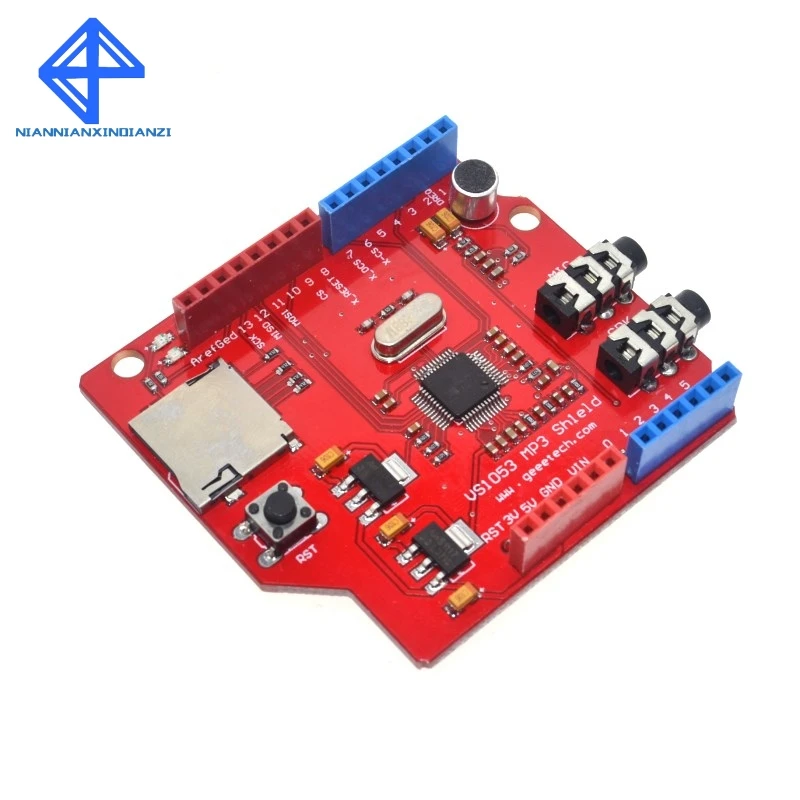 VS1053 VS1053B Stereo Audio MP3 Player Shield Record Decode Development Board Module With TF Card Slot For Arduino UNO R3
VS1053 VS1053B Stereo Audio MP3 Player Shield Record Decode Development Board Module With TF Card Slot For Arduino UNO R3