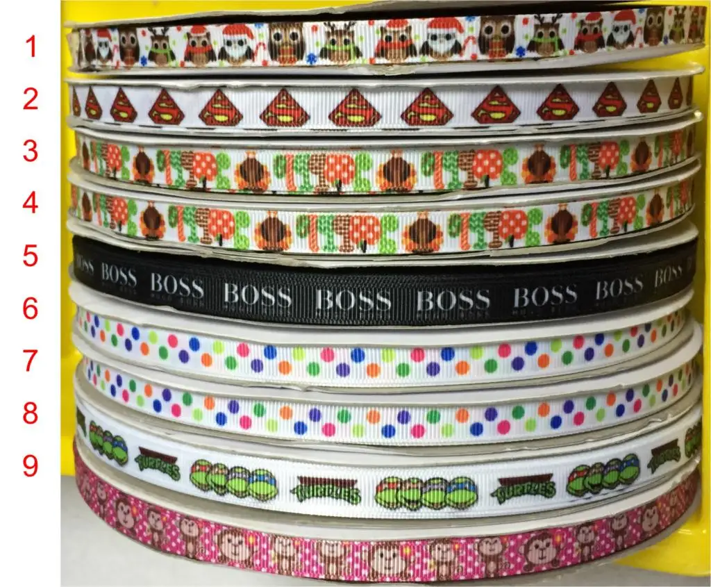 Dobro 14 Choices 3/8" 9mm Popular Printed Grosgrain Ribbons for DIY Craft Party Decoration Gift Packaging,100 Yards
Dobro 14 Choices 3/8" 9mm Popular Printed Grosgrain Ribbons for DIY Craft Party Decoration Gift Packaging,100 Yards