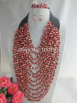 New Crystal Jewelry Set, African Nigerian Wedding Party Beads Jewelry Set MN-2928
New Crystal Jewelry Set, African Nigerian Wedding Party Beads Jewelry Set MN-2928