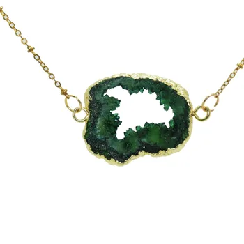 Green Free From Raw quartz crystal cluster geode druzy necklace 2 loops gold bezel slab girl stone gem connector necklace women
Green Free From Raw quartz crystal cluster geode druzy necklace 2 loops gold bezel slab girl stone gem connector necklace women