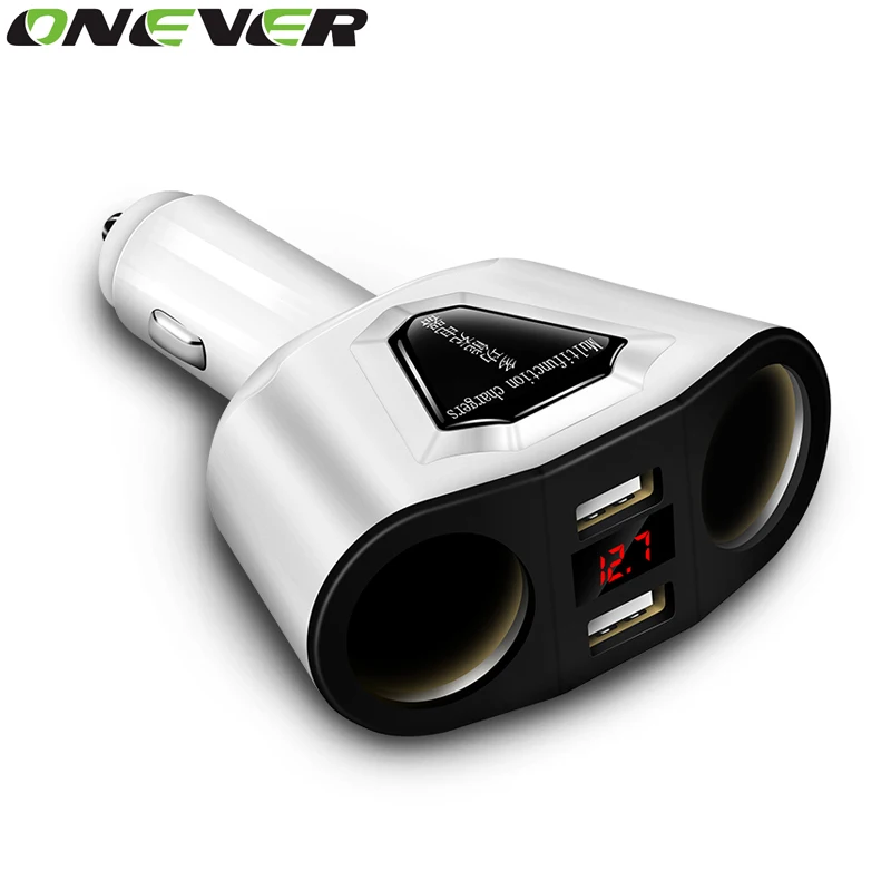 Onever 3.1A Dual USB Car Charger+2 Cigarette Lighter Sockets 120W Power Support Display Current Volmeter For iPhone iPad Samsung
Onever 3.1A Dual USB Car Charger+2 Cigarette Lighter Sockets 120W Power Support Display Current Volmeter For iPhone iPad Samsung