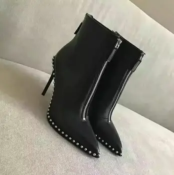 Autumn Hot Women Rivets Rim Ankle Boots Fashion Black Suede Leather Ladies High Heel Boots Zipper Front/Back Female Knight Boots
Autumn Hot Women Rivets Rim Ankle Boots Fashion Black Suede Leather Ladies High Heel Boots Zipper Front/Back Female Knight Boots