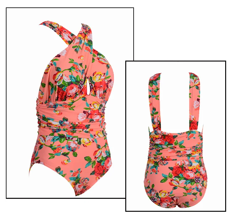 Female Swimsuit 2018 Swimwear One Piece Print Badpak Plus Size Swimwear Beach Wear Push Up Slim One Piece Swimsuit For Women XXL 5