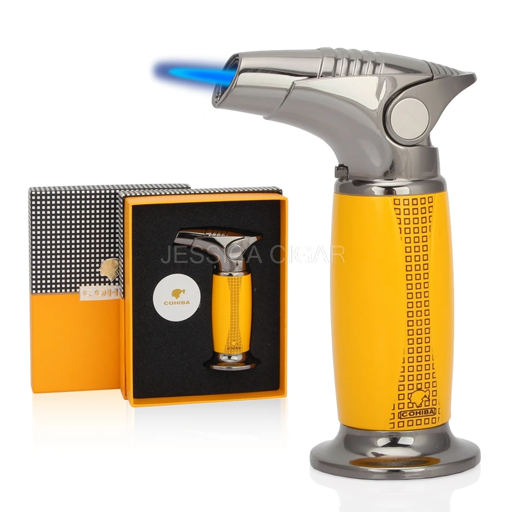 COHIBA Luxury Table Torch Lighters Windproof Butane Gas Jet Red Flame Fire Cigar Cigarette Lighter With Gift Box
COHIBA Luxury Table Torch Lighters Windproof Butane Gas Jet Red Flame Fire Cigar Cigarette Lighter With Gift Box