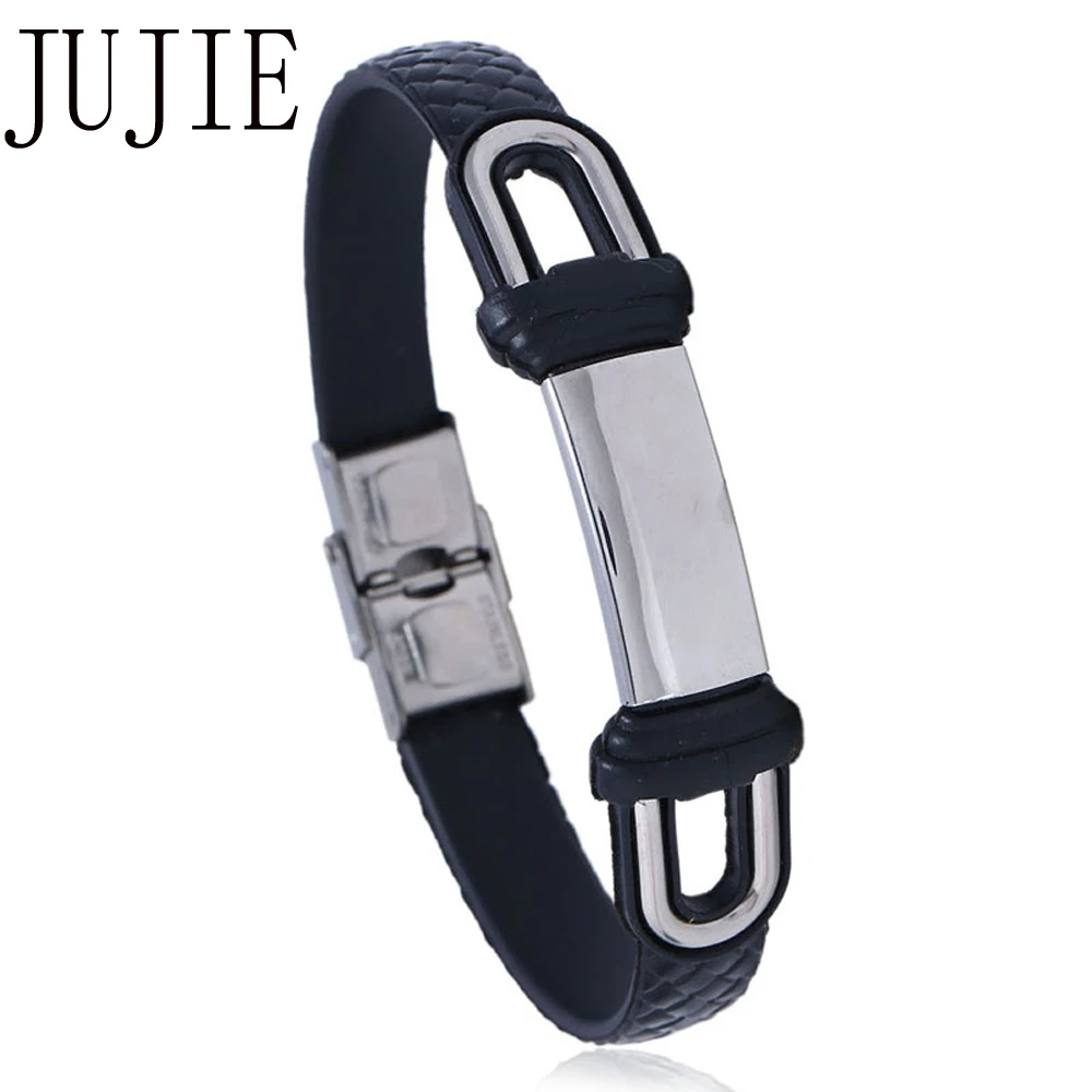 JUJIE Laser Lettering Simple Stainless Steel Bracelets Silicone Wristband Silica Gel Bracelet Women Men Fashion Jewelry
JUJIE Laser Lettering Simple Stainless Steel Bracelets Silicone Wristband Silica Gel Bracelet Women Men Fashion Jewelry