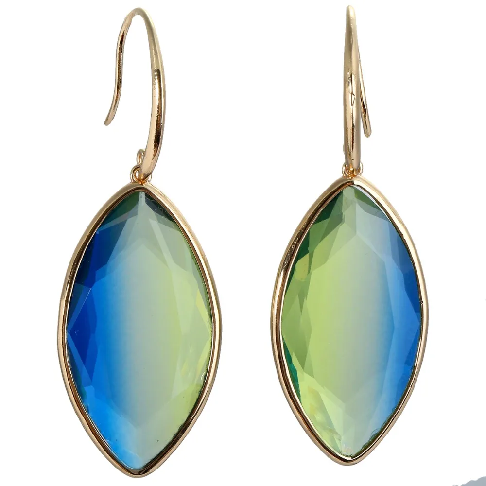 

TUMBEELLUWA Faceted Oval Crystal Glass Beads Dangle Drop Earrings for Women