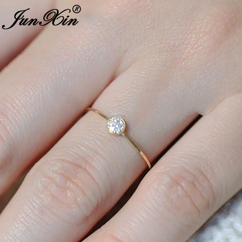 JUNXIN Female Small Crystal Round Ring With Stone Yellow Gold Filled White Zircon Dainty Minimalist Wedding Thin Rings For Women
JUNXIN Female Small Crystal Round Ring With Stone Yellow Gold Filled White Zircon Dainty Minimalist Wedding Thin Rings For Women