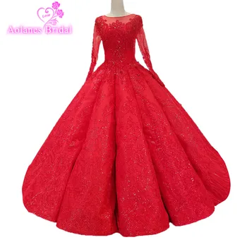 AOLANES 2018 Red Tulle Long Sleeves Floor-length Bride Dress Lace Up Waves Ball Gown Princess Illusion Wedding Dresses Gowns
AOLANES 2018 Red Tulle Long Sleeves Floor-length Bride Dress Lace Up Waves Ball Gown Princess Illusion Wedding Dresses Gowns