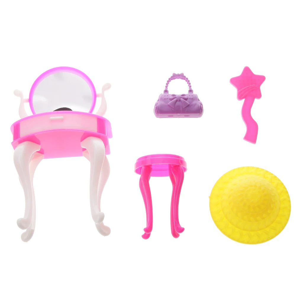 High quality Mini Pink Wardrobe with 3 big drawers and 2 small drawers Suitable for 29cm fashion doll dollhouses decoration