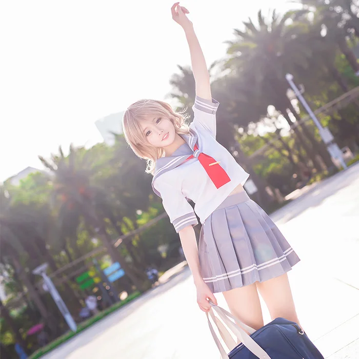 Прекрасно! Солнечный свет! Костюм для косплея Aqours школьная форма топ юбка и лук |