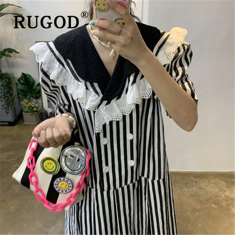 RUGOD Long women dress Korean lace patchwork stripe summer dress lady Fashion V neck loose dress vestidos de verano 2019
RUGOD Long women dress Korean lace patchwork stripe summer dress lady Fashion V neck loose dress vestidos de verano 2019