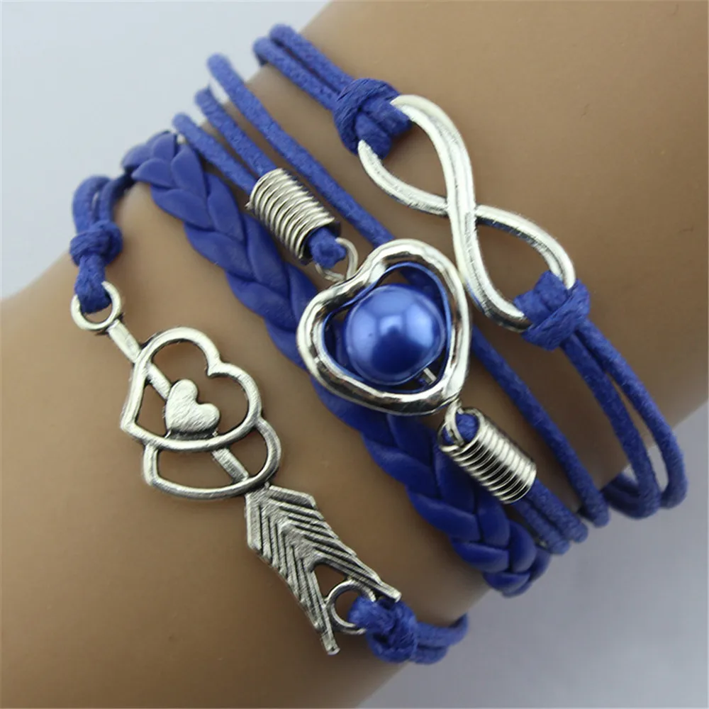 Womens Multilayer Bracelet Infinity Cupid Love Heart Wings Charms Bracelet Leather Chain Jewelry for Women Leather Rope 2019
Womens Multilayer Bracelet Infinity Cupid Love Heart Wings Charms Bracelet Leather Chain Jewelry for Women Leather Rope 2019