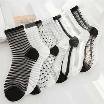 New Sheer Mesh Glass Silk Socks Ultrathin Transparent Stretch Elasticity Lace Net Yarn Thin Summer Socks For Women
New Sheer Mesh Glass Silk Socks Ultrathin Transparent Stretch Elasticity Lace Net Yarn Thin Summer Socks For Women