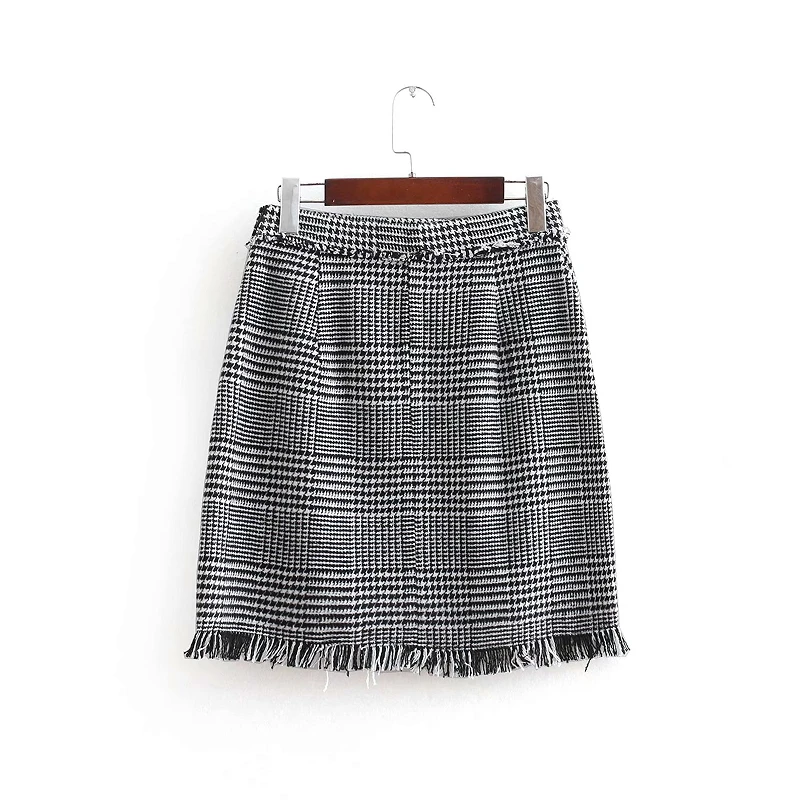 2018 Women Vintage tweed plaid a line Skirt faldas mujer buttons Slim Short zipper Skirts business wear tassel Mini Skirt QUN115
2018 Women Vintage tweed plaid a line Skirt faldas mujer buttons Slim Short zipper Skirts business wear tassel Mini Skirt QUN115