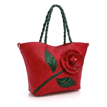 

The Latest Women's Bag In 2018 Classical Retro Rose Stereo Big Flowers Handbag with Single Shoulder Oblique Satchel