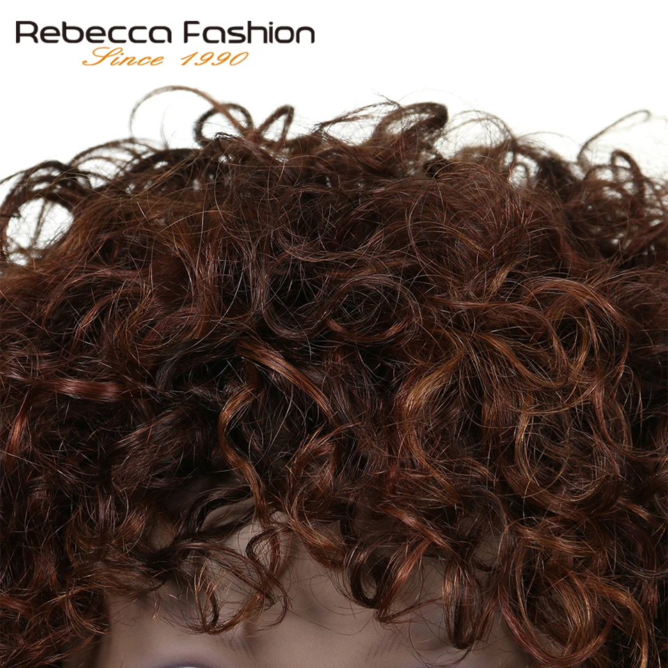 Короткие вьющиеся парики Rebecca из человеческих волос для чернокожих женщин