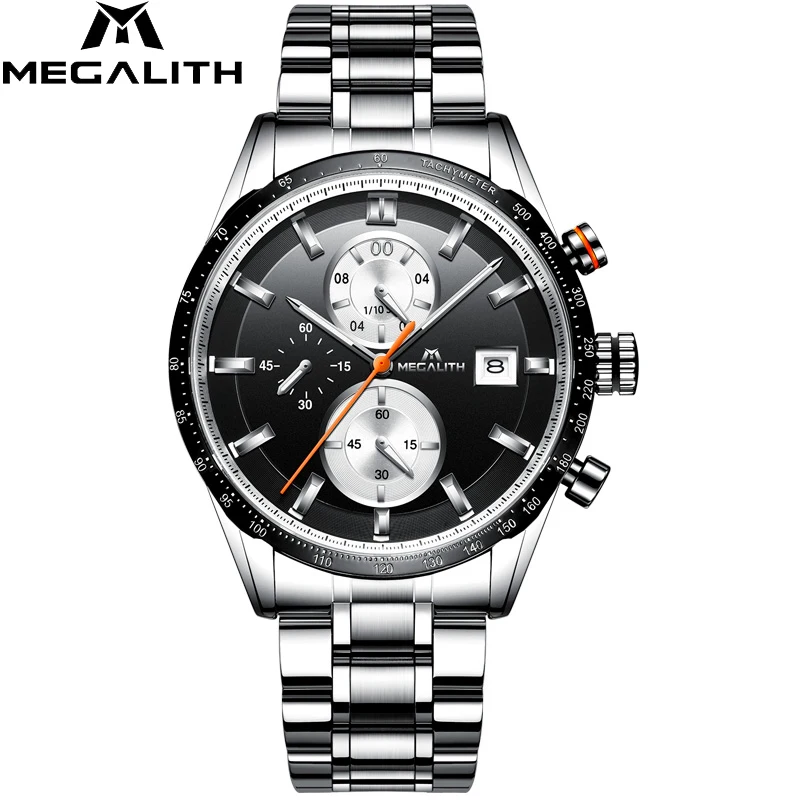 MEGALITH Top Fashion Brand Mens Watches Sport Waterproof Chronograph Steel Silver Strap Quartz Watch Men Clock Male Reloj Hombre
MEGALITH Top Fashion Brand Mens Watches Sport Waterproof Chronograph Steel Silver Strap Quartz Watch Men Clock Male Reloj Hombre