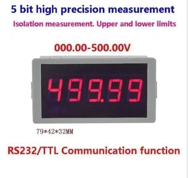 Multifunction DC Digital Voltmeter 0-500V 5 bit high precision VOLT LED Meter RS232 Serial Communication alarm signal Voltage
Multifunction DC Digital Voltmeter 0-500V 5 bit high precision VOLT LED Meter RS232 Serial Communication alarm signal Voltage