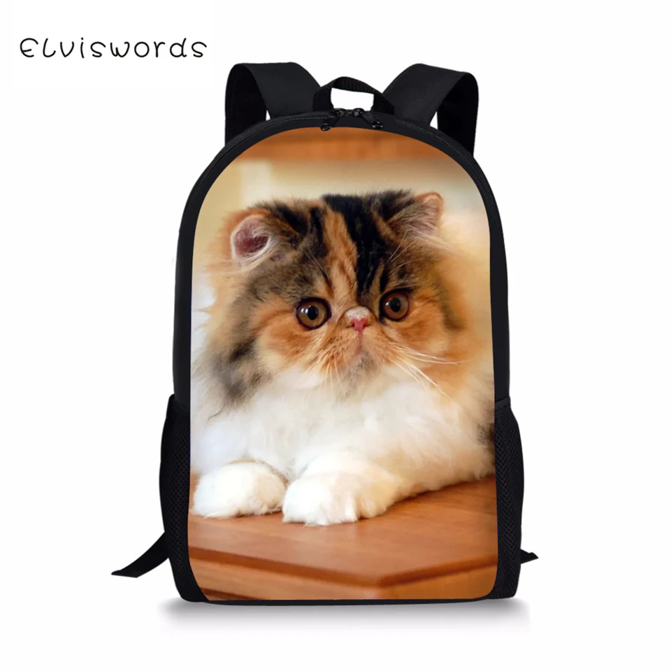 Детские рюкзаки ELVISWORDS Kawaii детские школьные сумки с рисунком персидских кошек для