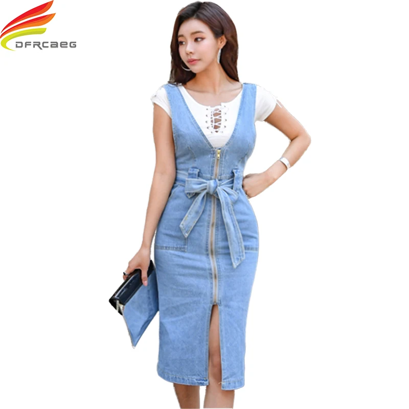 Denim Dress Women 2018 New Fashionable Sleeveless V Neck Sexy Pencil Dress With Belt Zip Up Bodycon Dresses vestido jeans
Denim Dress Women 2018 New Fashionable Sleeveless V Neck Sexy Pencil Dress With Belt Zip Up Bodycon Dresses vestido jeans