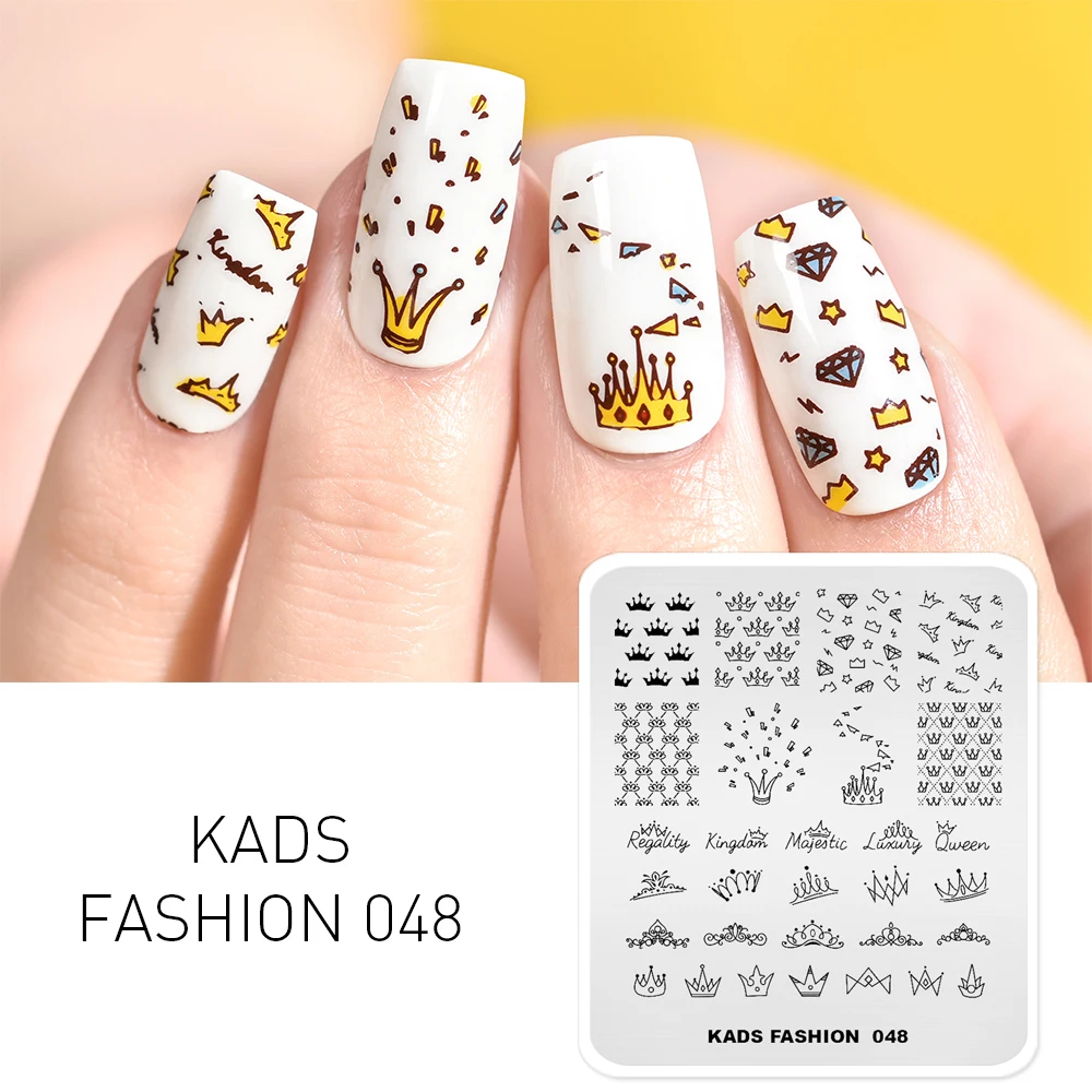 

KADS Nail Art Stamping Templates Fashion 048 Crown Images Design Stamping for Manicure Stamping Stencil for Polish Stamping