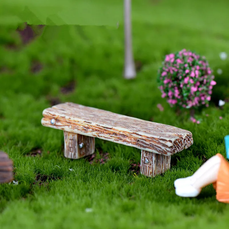 Miniature Dollhouse FAIRY GARDEN Furniture ~ Gray Resin Rabbit Bench ~ NEW