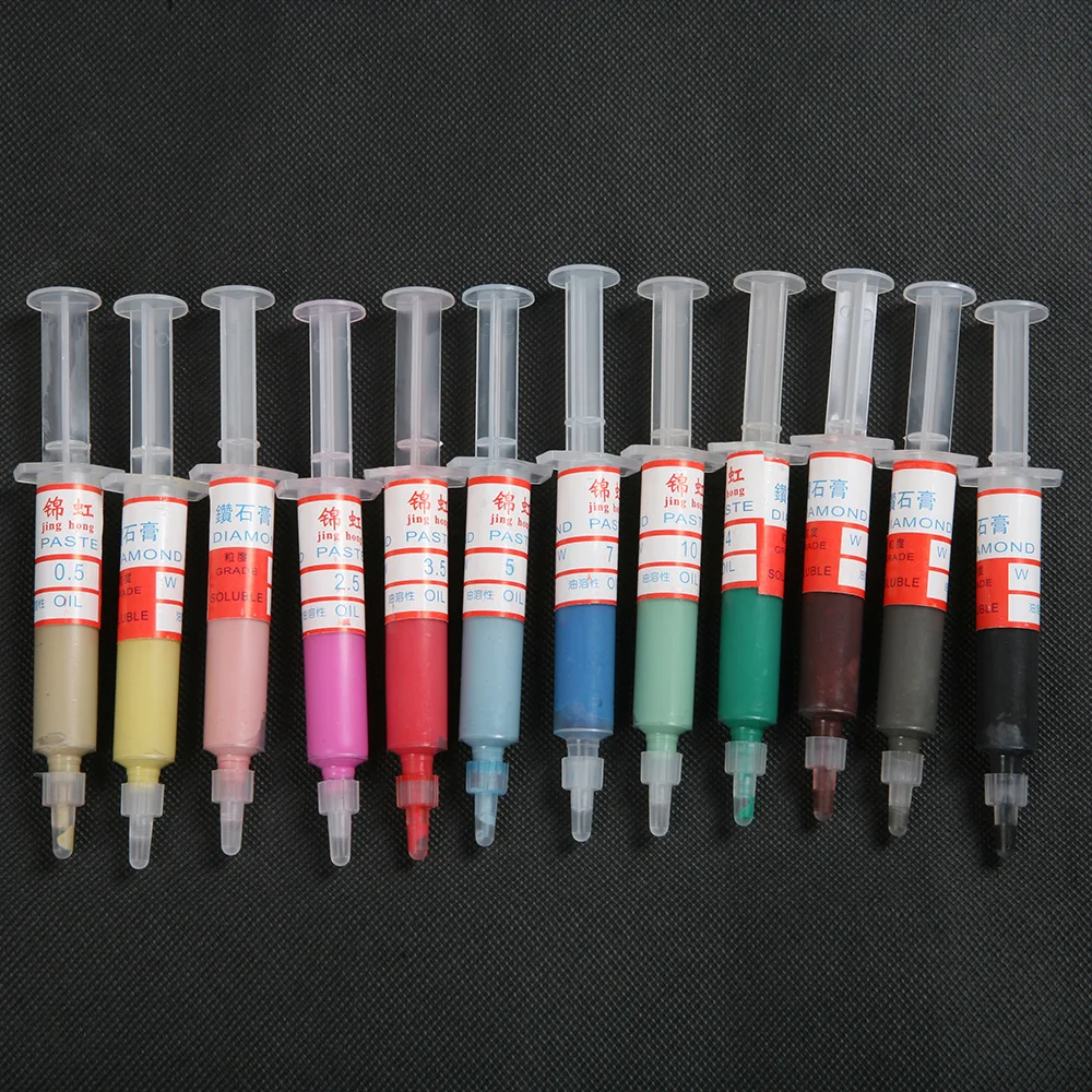 12Pcs W0.5 To W40 Diamond Polishing Lapping Oil Soluble Paste Injector design Grinding Paste For Gem Alloy Steel Glass Ceramic
12Pcs W0.5 To W40 Diamond Polishing Lapping Oil Soluble Paste Injector design Grinding Paste For Gem Alloy Steel Glass Ceramic