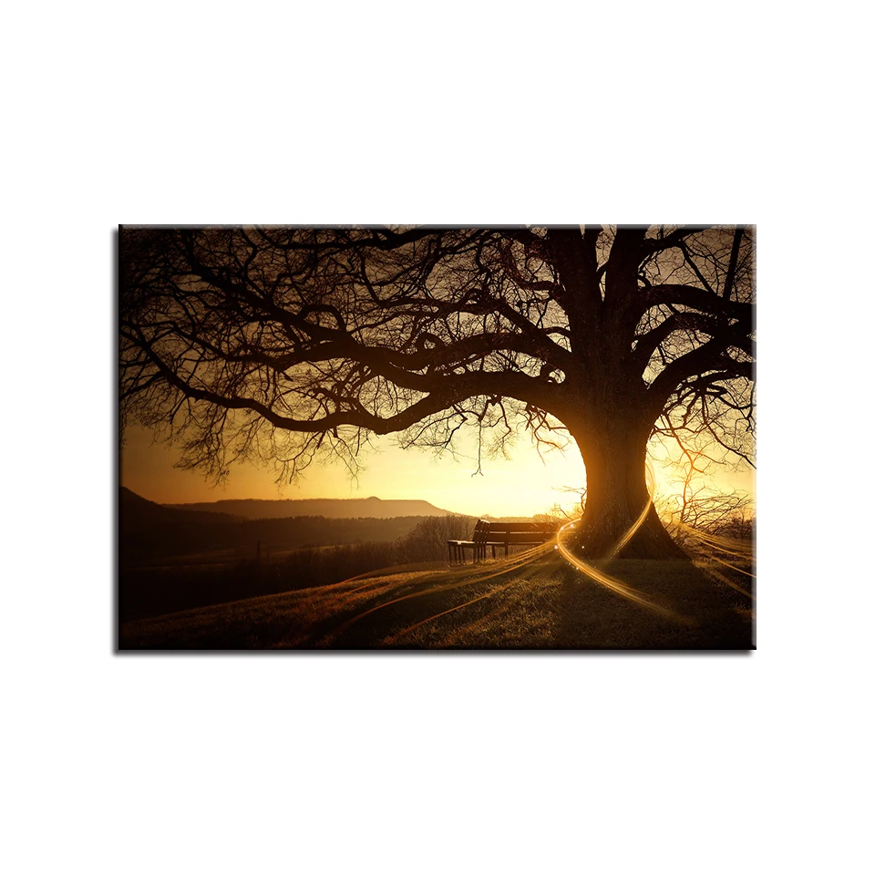 Canvas-Paintings-Home-Decor-1-Piece-Pcs-Big-Tree-Poster-HD-Prints-Sunset-Landscape-Pictures-For (3)