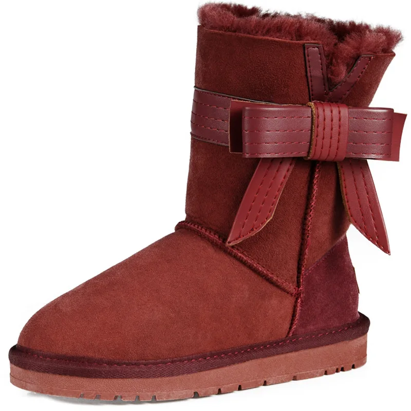 Stylish comfortable side bow decorated with suede Leather ladies snow boots Sheepskin with wool in the winter women's shoes
Stylish comfortable side bow decorated with suede Leather ladies snow boots Sheepskin with wool in the winter women's shoes