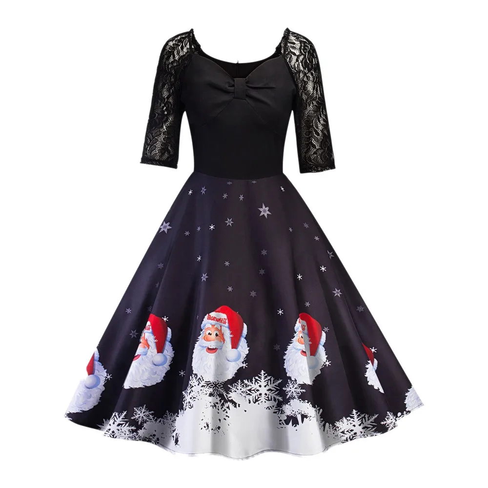 Party Dress Women Elegant Sweet Christmas Santa Claus Print Half Sleeve Clothes Evening Wear Dresses vestidos largos vintage
Party Dress Women Elegant Sweet Christmas Santa Claus Print Half Sleeve Clothes Evening Wear Dresses vestidos largos vintage