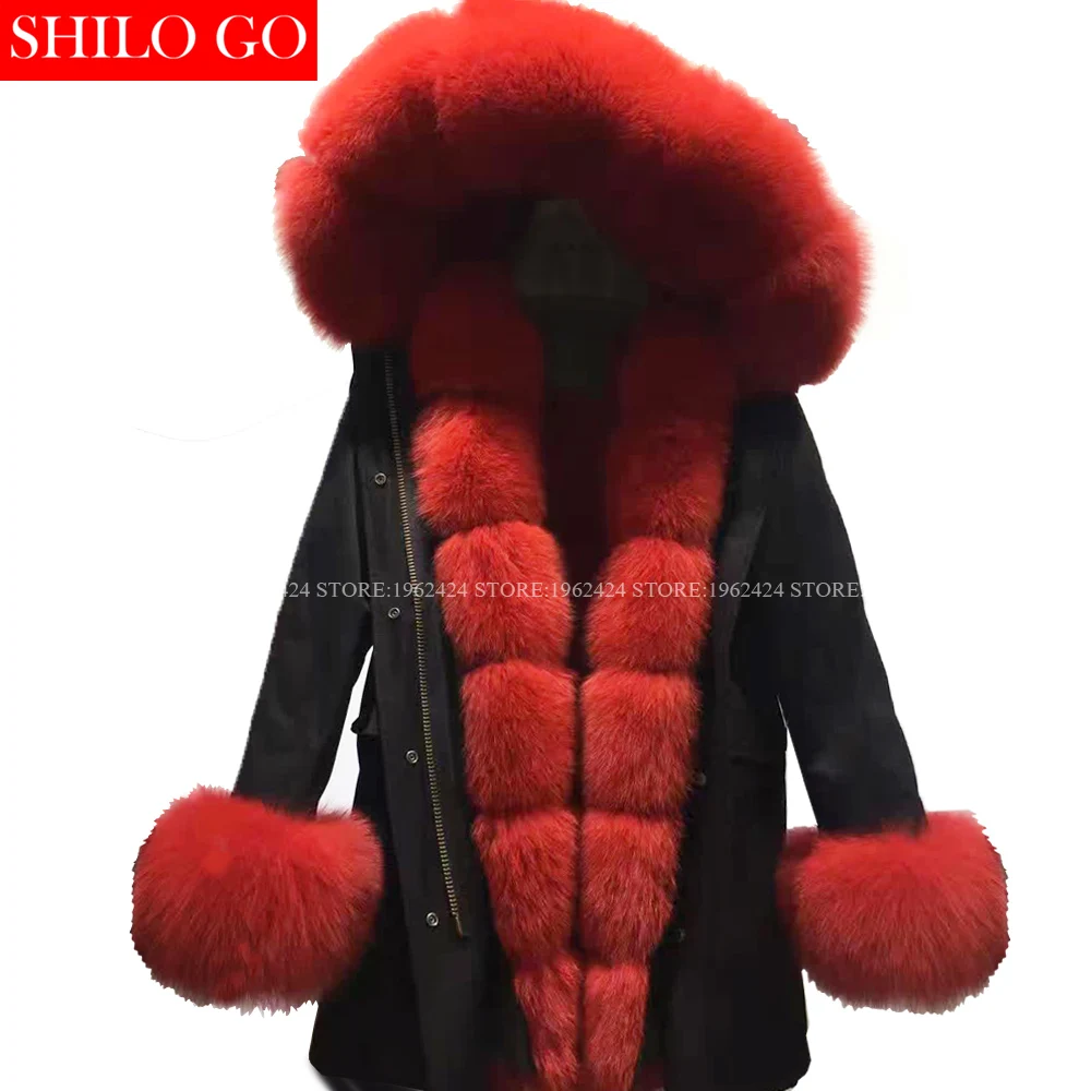 Plus Size new winter army green jacket women outwear thick parkas natural real fox fur collar red rabbit coat hooded pelliccia
Plus Size new winter army green jacket women outwear thick parkas natural real fox fur collar red rabbit coat hooded pelliccia