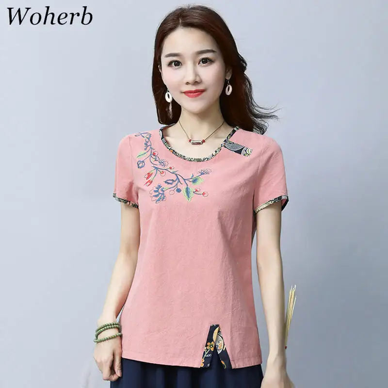 Woherb Cotton Linen T-shirt 2019 Summer Vintage Embroidery Patchwork Tops Short Sleeve O-neck Tee Woman Plus Size T Shirts 73185
Woherb Cotton Linen T-shirt 2019 Summer Vintage Embroidery Patchwork Tops Short Sleeve O-neck Tee Woman Plus Size T Shirts 73185