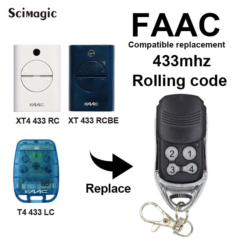 FAAC XT4 433 RC, XT 433 RCBE, T4 433 LC compatible remote control 433,92Mhz handheld transmitter garage command key fob
FAAC XT4 433 RC, XT 433 RCBE, T4 433 LC compatible remote control 433,92Mhz handheld transmitter garage command key fob