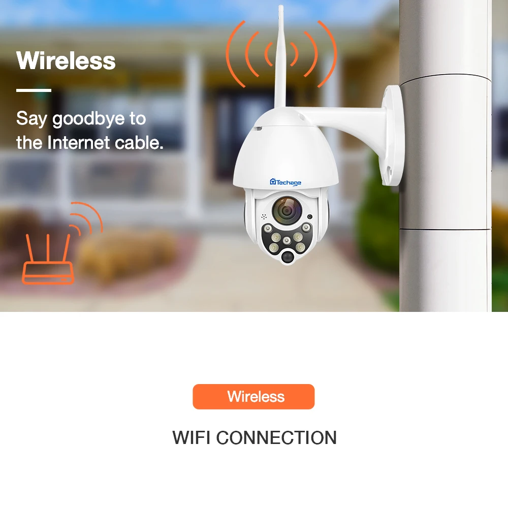 Techage 1080P Wireless PTZ IP Camera Speed Dome WIFI Security Surveillance 2MP Outdoor P2P Cloud ONVIF Two Way Audio CCTV Camera
Techage 1080P Wireless PTZ IP Camera Speed Dome WIFI Security Surveillance 2MP Outdoor P2P Cloud ONVIF Two Way Audio CCTV Camera