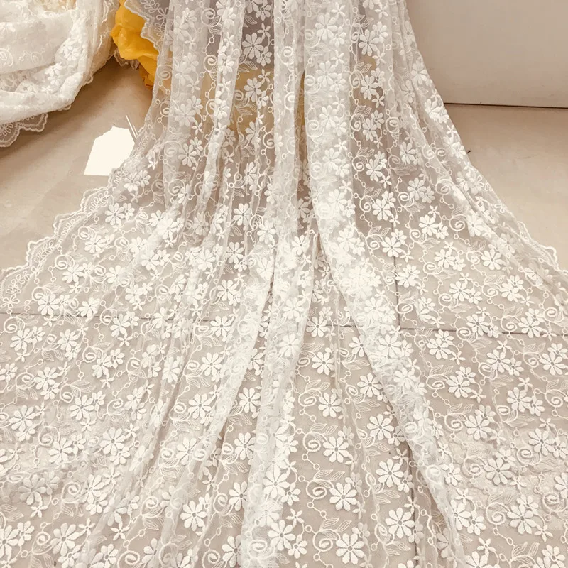 Milk-white Soft mesh Full- Embroidered Cotton Lace Fabric DIY Handmade Lace Cloth Accessories Width 125cm 1yard
Milk-white Soft mesh Full- Embroidered Cotton Lace Fabric DIY Handmade Lace Cloth Accessories Width 125cm 1yard