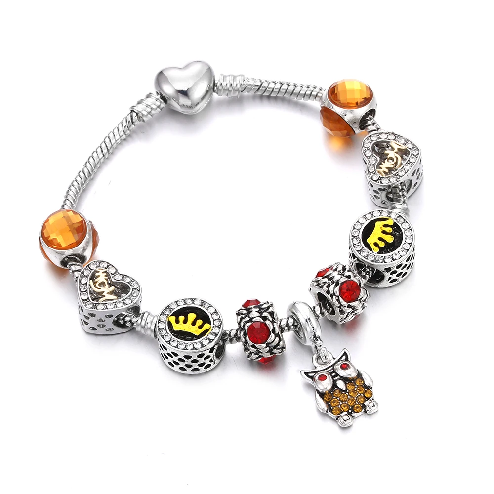 Women Bracelets Cute Dolphin Owl Angel Umbrella Pendant Silver Crystal Beads Charm Bracelet Bangle Feminine DIY Original Jewelry
Women Bracelets Cute Dolphin Owl Angel Umbrella Pendant Silver Crystal Beads Charm Bracelet Bangle Feminine DIY Original Jewelry