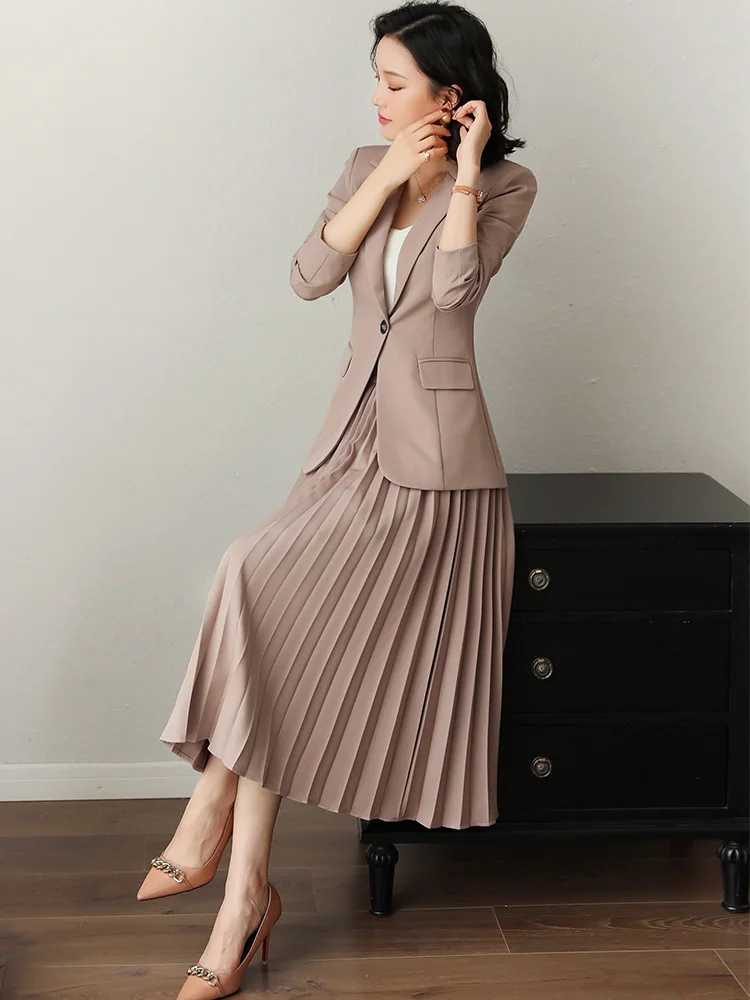 2 Pieces/suit Single Buttons Full Sleeves Pleated Dresses Turn-Down Neck Work Style Spring Long Dress For Spring
2 Pieces/suit Single Buttons Full Sleeves Pleated Dresses Turn-Down Neck Work Style Spring Long Dress For Spring