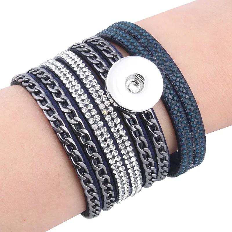 6 Colors New Unisex Multilayer Rhinestone Leather Bracelet 18/20mm Snap Button Bracelet DIY Vintage Jewelry Gift Party
6 Colors New Unisex Multilayer Rhinestone Leather Bracelet 18/20mm Snap Button Bracelet DIY Vintage Jewelry Gift Party